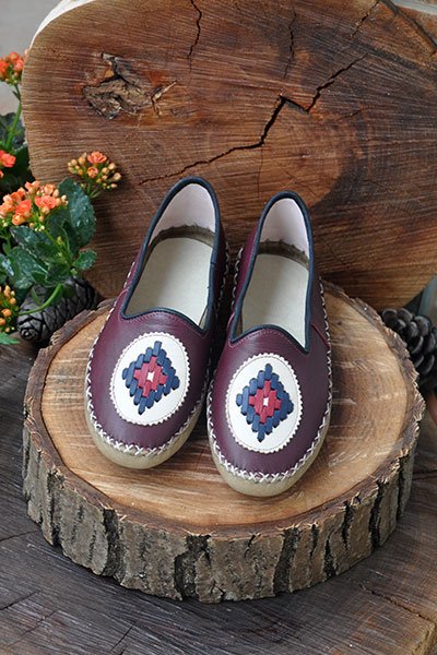 Bordo Babet Model Desenli Çarık BMC01 - Görsel 2